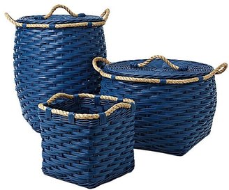 Serena & Lily Rope Basket - Laundry - Cobalt