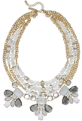 INC International Concepts Gold-Tone Glass and Crystal Bead Statement Frontal Necklace