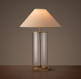Restoration Hardware Classic Glass Column Table Lamp - Vintage Brass
