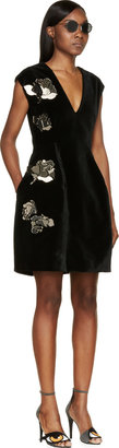 MSGM Black Floral Plexi Velvet Dress