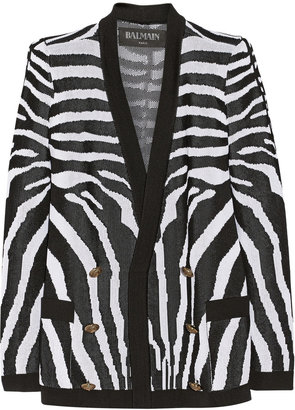 Balmain Zebra-patterned jacquard-knit cardigan