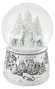 6" Alpine Forest Snow Globe, Silver
