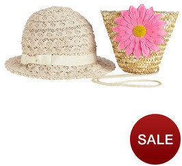 Girls Crochet Hat And Flower Bag Set