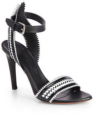 Proenza Schouler Leather Woven Ankle-Strap Sandals