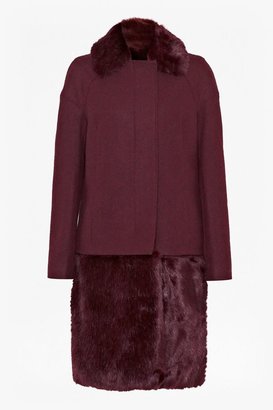 French Connection Foxy faux fur detachable coat