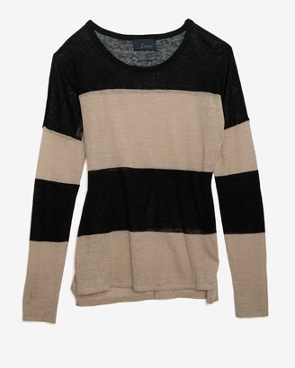 Line Exclusive Striped Sweater: Camel/black