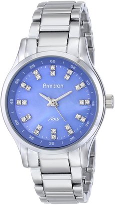 Armitron Women's 75/5100BMSV Swarovski Crystal Accented Blue Dial Silver-Tone Bracelet Watch
