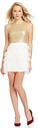Sugar Lips Sugarlips Belle Sequined Feather Dress