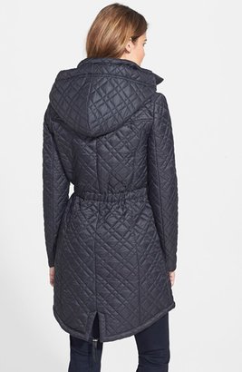 T Tahari Long Hooded Quilted Anorak