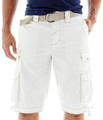JCPenney Chalc Belted Dobby Cargo Shorts