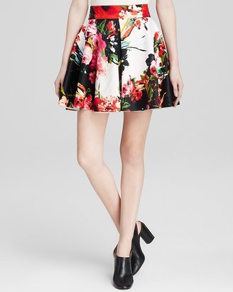 Aqua Skirt - Floral Inverted Pleat