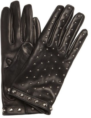 Prada nero black leather studded gloves