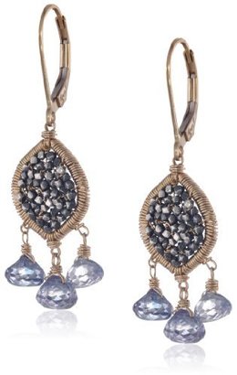 Dana Kellin Oxidized Sterling Silver and Blue Quartz Mosaic Earrings