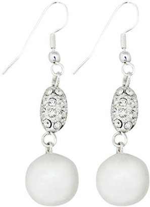 Cezanne Crystal and Faux Pearl Drop Earring - WHITE