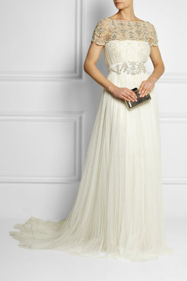 Marchesa Embellished tulle and lace gown
