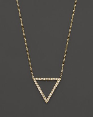 Chicco Zoë 14K Yellow Gold Pavé Diamond Open Triangle Necklace, 16"