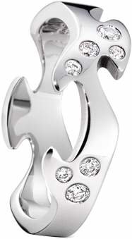 Georg Jensen 18ct White Gold Fusion Centre Diamond Set Ring - Ring Size M.5