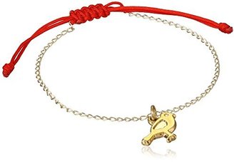 Mercedes Salazar Gold and Red Thread Bird Charm Bracelet