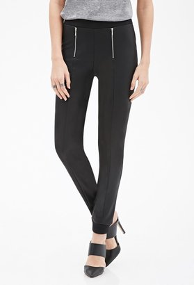 Forever 21 FOREVER 21+ Contemporary Zippered Faux Leather Joggers