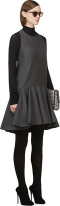 Giambattista Valli Grey Wool & Silk Uniform Dress