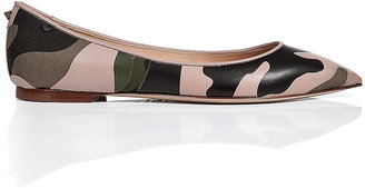 Valentino Leather/Cotton Patchwork Camouflage Flats