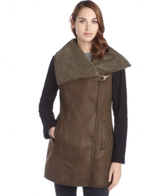 Sam Edelman olive faux suede and faux shearling three quarter coat