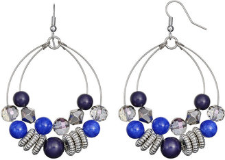 JCPenney MIXIT Mixit™ Antiqued Silver-Tone Blue Two-Row Hoop Earrings
