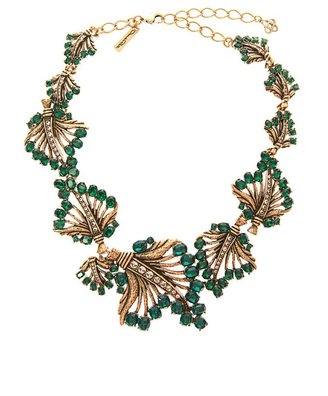 Oscar de la Renta Jewelled leaf necklace