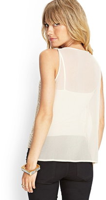 Forever 21 Sequined Chiffon Sleeveless Top