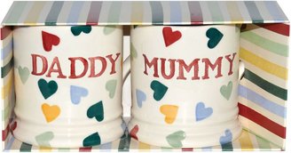 Emma Bridgewater Polka Hearts Mummy & Daddy Set of 2 1/2 Pint Mugs