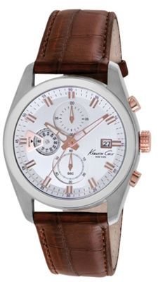 Kenneth Cole Men's white dial brown leather strap