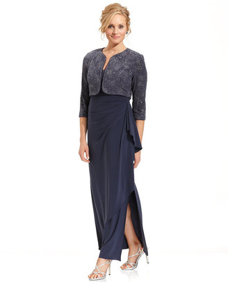 Alex Evenings Sleeveless Glitter Jacquard Gown and Jacket