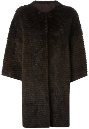 Liska - cashmere loose fit coat - women - Mink Fur/Cashmere - L