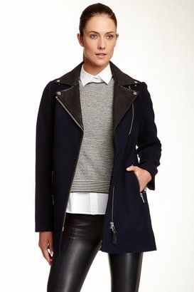 Mackage Phylis Wool Blend Coat with Leather Collar