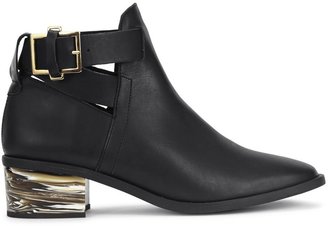 Miista Clarissa black cut-out leather ankle boots
