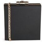 Liquorish Black Hard Case Clutch Bag With Gold Chain Strap - Black