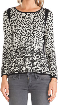 Velvet by Graham & Spencer Hayden Snow Leopard Jacquard Sweater