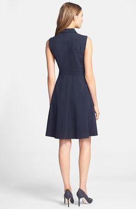 Vince Camuto Pinstripe Point Collar Fit & Flare Dress (Regular & Petite)