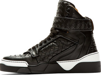 Givenchy Black Basketwoven Leather Tyson High-Top Sneakers