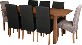 Heart of House Bromfield Oak Table & 6 Black 2 Script Chairs