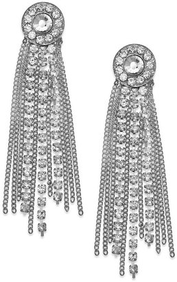 Alfani Silver-Tone Crystal Chain Fringe Drop Earrings