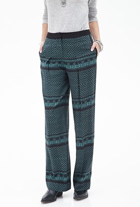 Forever 21 FOREVER 21+ Contemporary Ikat Print Wide-Leg Trousers