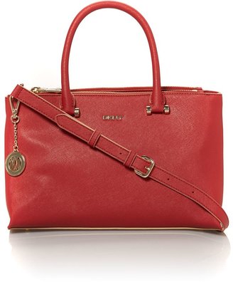 DKNY Saffiano red small double zip tote bag