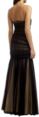 Ariella Black beige gabriella lace long dress