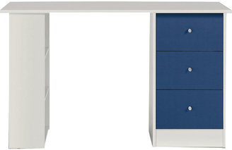 Malibu 3 Drawer Desk - Blue on White.