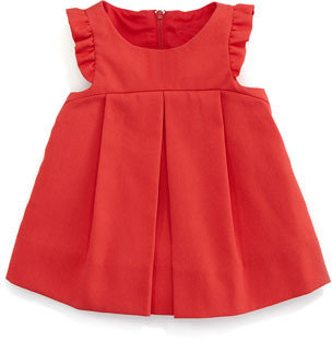 Florence Eiseman Plain Pincord Flutter-Sleeve Dress, Red, 3-9 Months