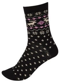 River Island Black reindeer print ankle socks