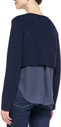 Elie Tahari Cashmere Lacy Cropped Sweater