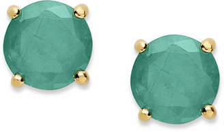 Macy's 18k Gold over Sterling Sterling Earrings, May's Birthstone Emerald Stud Earrings (1-1/2 ct. t.w.)