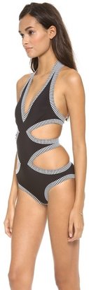 Karla Colletto Pinstripe One Piece Swimsuit
